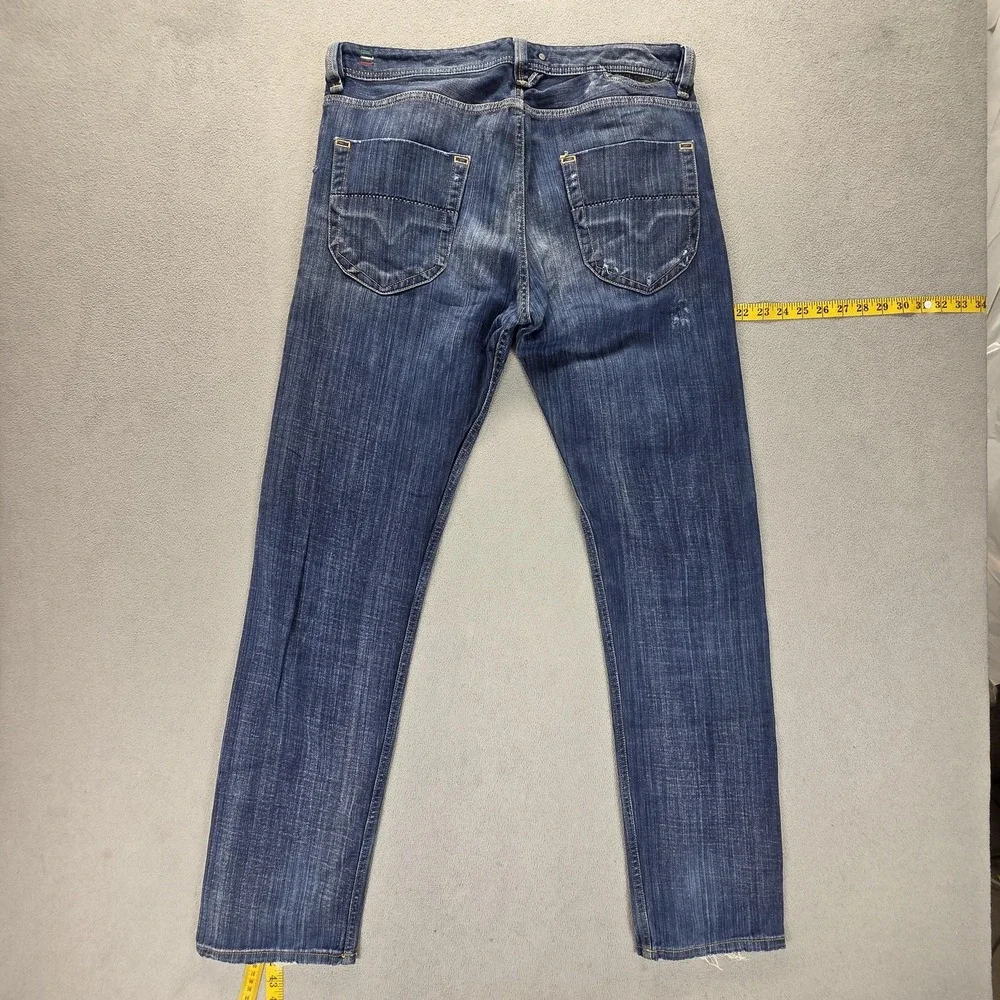 Diesel Jeans Mens 32x32 Blue Heeven Slim Tapered Made in Italy Button Fly 008II